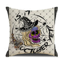 Axyaa Halloween Linen Pillowcase Set - Horror Theme Sofa Cushion Cover