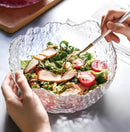 Axyaa 1500ml Glass Bowl for Household, Tableware, Fruit Dessert Plate, Gold-Plated Bowl