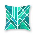 Axyaa Teal Blue Geometric Cushion Cover for Home Sofa Decor