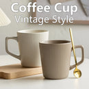 Axyaa Striped Ceramic Coffee Cup Vintage Style Mug with Handle, High Capacity