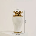 Axyaa Elegant White Ceramic Vase with Water Nourishing Rose Flower Arrangement
