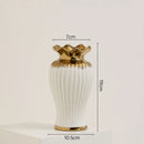 Axyaa Elegant White Ceramic Vase with Water Nourishing Rose Flower Arrangement