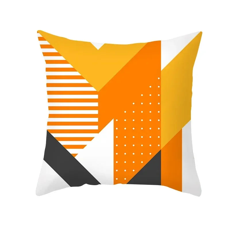 Axyaa Yellow Orange Abstract Geometry Print Pillow Cover 45x45cm