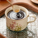 Axyaa Small Daisy Ceramic Coffee Mug Set with Saucer and Spoon