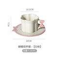 Axyaa Ceramic Bow Coffee Cup and Saucer Set, Pink Flower Tea Cup, Elegant Design