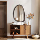 Axyaa Black Walnut Wood Frame Abstract Wall Mirror for Home Decor