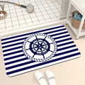 Axyaa Blue Emblem Pattern Diatom Mud Floor Mat: Super Non-Slip & Absorbent