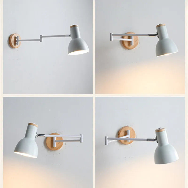 Nordic Swing Arm Wall Lamp White Spotlight for Living Room by Axya