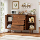 Axyaa Fluted Wooden Sideboard Buffet with Drawers and Shelves