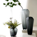 Axyaa Frosted Leaning Tower Glass Vase: Simple & Elegant Decor Item