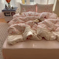 Axyaa Princess Lace Bed 4-Piece Set with Floral Cloud Design