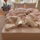 Axyaa Princess Lace Bed 4-Piece Set with Floral Cloud Design
