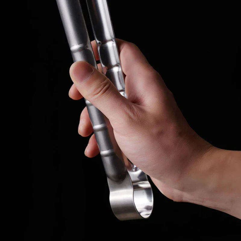 Axyaa Stainless Steel Long Handle Food Tongs: Non-Slip, Multipurpose Kitchen Gadget