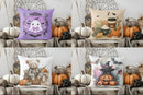 Axyaa Cute Ghost & Bat Halloween Pillow Cover