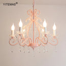 Axyaa Pink Crystal Chandelier for Daughter's Princess Room, Cute Girls Bedroom Lighting