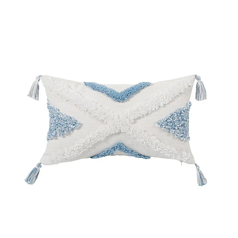Geometric Tufted Tassel Pillow Covers for Home Decor by Axyaa