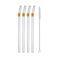 Axyaa Glass Drinking Straws Set with Brush - Bent Milk Shake & Cocktail Straw