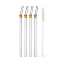Axyaa Glass Drinking Straws Set with Brush - Bent Milk Shake & Cocktail Straw