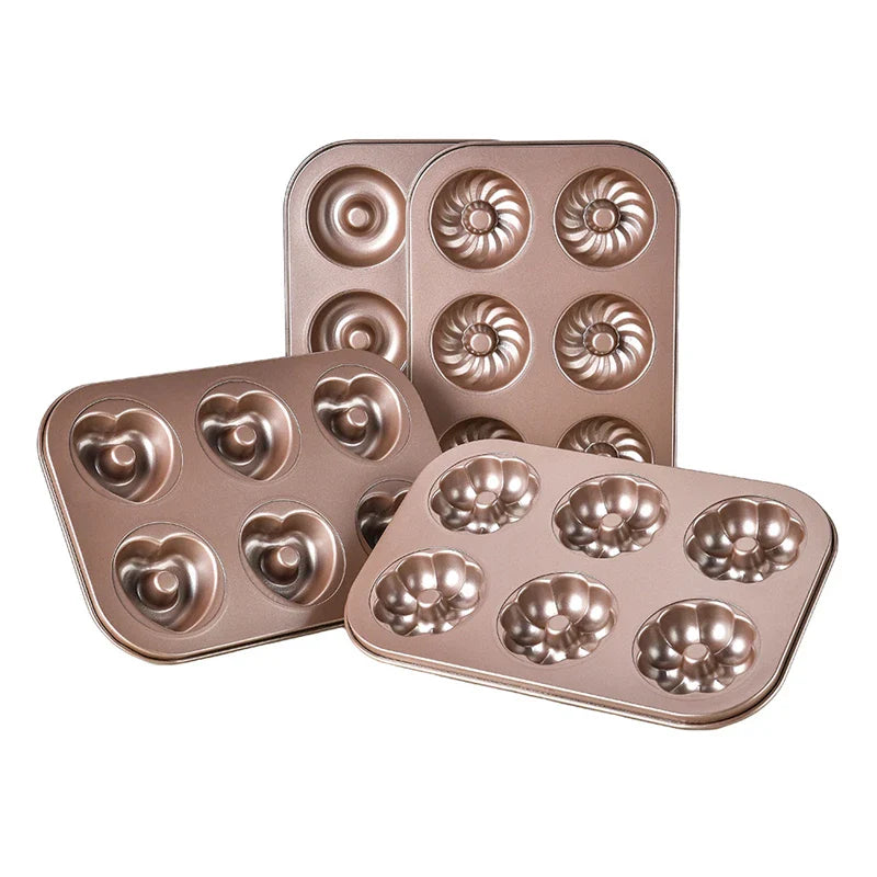Axyaa 6 Hole Non-Stick Cake & Pastry Mould - Carbon Steel Baking Tray