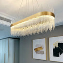 Axyaa Modern Glass LED Pendant Chandelier for Dining Room with Dimmable Metal Suspension