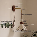 Axyaa Ceramic LED Wall Light Copper Pull Chain Modern Bedside Lamp