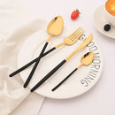 Axyaa Black Gold Stainless Steel Dinnerware Set for Dining & Events