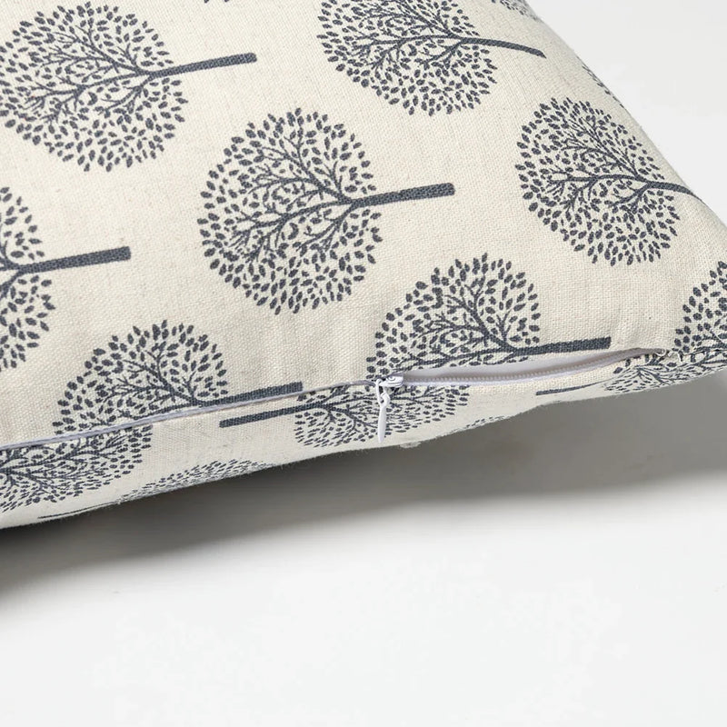 Axyaa White Linen Print Cushion Cover for Living Room and Bedroom