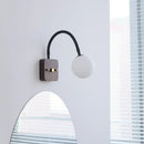 Axyaa Glass Ball LED Wall Lamps Black Hose Adjustable Wood Bathroom Lights
