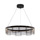 Axyaa Stratos Glass Circle LED Pendant Light: Luxury Ceiling Chandelier for Kitchen Island