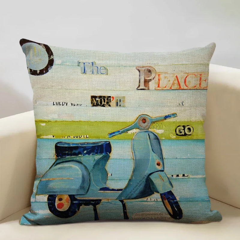 Retro Oil Painting Pattern Pillow Case 45x45cm for Home Sofa Decor - Axyaa