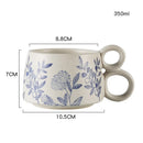 Axyaa 12oz Blue and White Ceramic Coffee Mug - Handmade Stoneware Cup