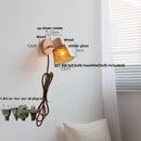 Axyaa Nordic Modern Wood Amber Glass LED Wall Sconce Stair Light FixtureLampara