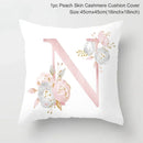 Axyaa Pink Letterwork Cushion Cover 45*45cm, Wedding Party Decor, Elegant Wedding Pillow
