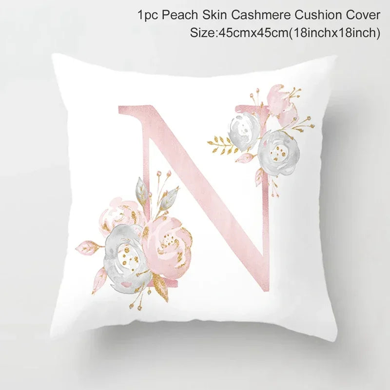 Axyaa Pink Letterwork Cushion Cover 45*45cm, Wedding Party Decor, Elegant Wedding Pillow