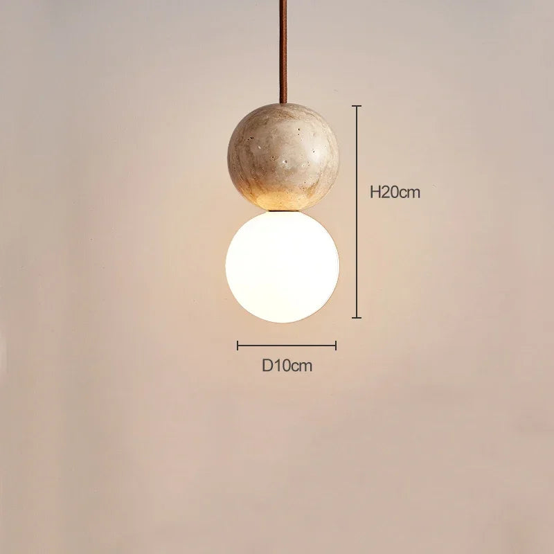 Axyaa Stone Cream Pendant Light Chandelier with Long Line Hanging Design