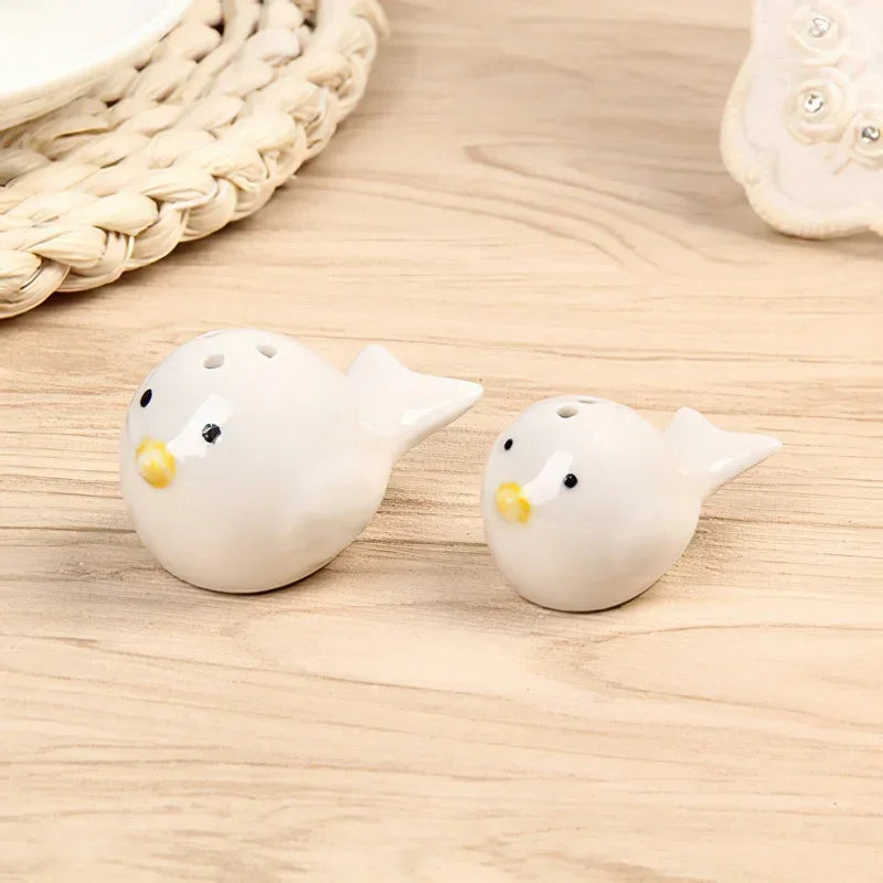 Axya Magpie Bird Seasoning Jar - Kitchen Ceramic Salt & Pepper Bottle, Korean Cartoon Design
