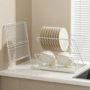 Axyaa 2 Tier X-Shape Dish Drying Rack - Kitchen Tableware Holder & Shelf