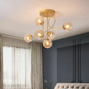 Axyaa Golden Luxury Glass Ceiling Chandelier - Nordic Minimalist Magic Bean Design