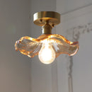 Axyaa Vintage Brass Glass Lotus Leaf Ceiling Light for Restaurant Bar Aisle