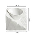 Axyaa Ceramic Stone Soup Bowl Salad Breakfast Plate Utensils Set