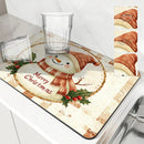 Axyaa Christmas Kitchen Draining Mat: Super Absorbent & Quick Dry Dish Drying Mat
