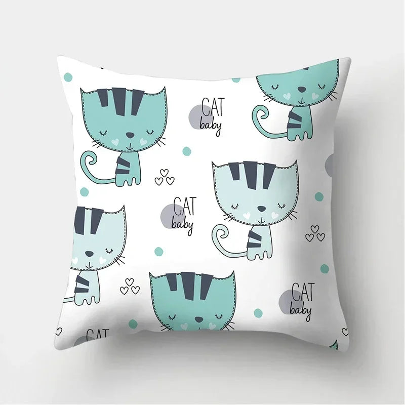 Black Cat Pattern Pillowcase for Sofa Decor Axyaa Brand