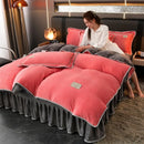 Axyaa Winter Warm Mink Fleece 4-Piece Bed Skirt Set