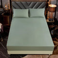Axyaa Cotton Fitted Sheet with Elastic Bands for Double King Queen Bed, Non-Slip Solid Color