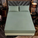 Axyaa Cotton Fitted Sheet with Elastic Bands for Double King Queen Bed, Non-Slip Solid Color