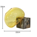 Axyaa Amber Glass Vase with Artificial Flowers for Desk Decoration & Room Aesthetic