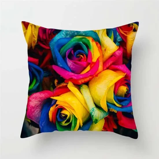 Axyaa Pink Floral Polyester Throw Pillow Cover 45X45cm