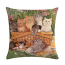Axyaa Cute Cat Pet Pattern Pillow Cover Linen Throw Pillow 45*45cm