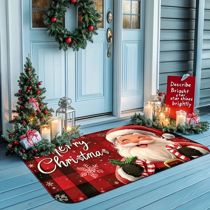 Axyaa Santa Claus Welcome Door Mat for Christmas Home Decor