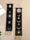 Axyaa Moon Phase Celestial Wall Hanging Tapestry with Tassel